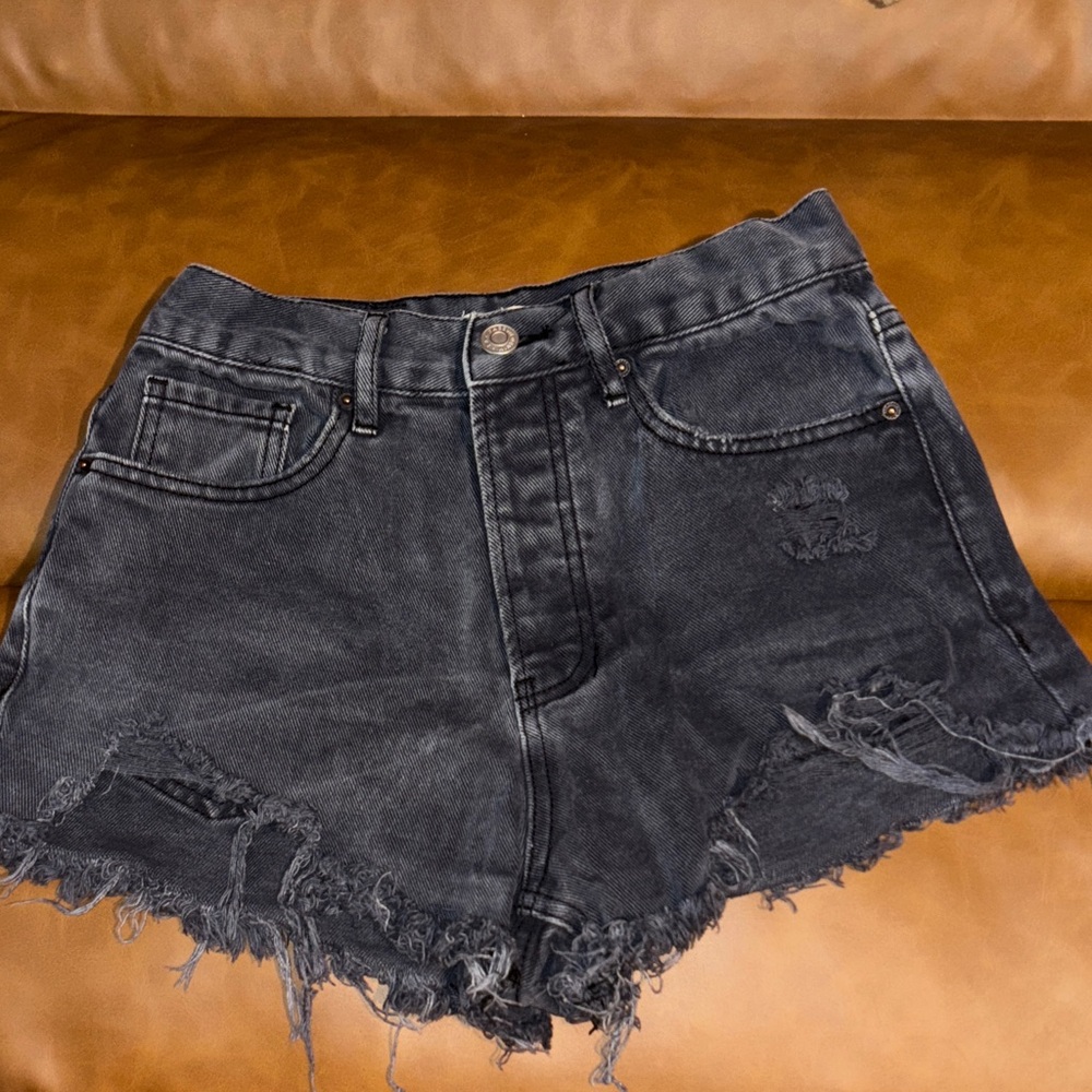 PacSun Charcoal Frayed Jean Shorts